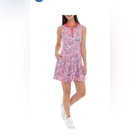 Pro Tour Sleeveless Floral Printed Flounce Dress Pockets Tennis Golf Size XL - Picture 1 of 9